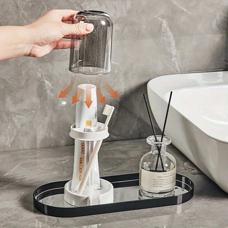 A Bathroom Dustproof Toothbrush Cup Holder, Waterproof Toothbrush Holder, Toothbrush Toothpaste Sorting Rack