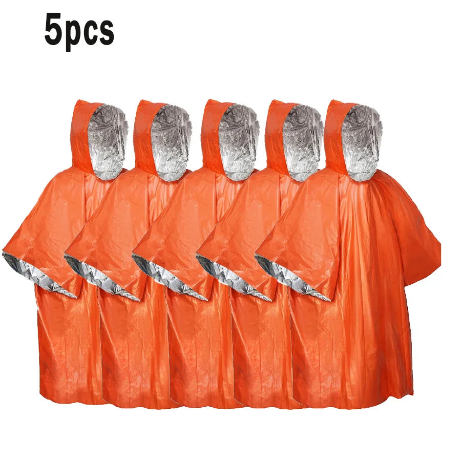 3/5-Pack Emergency Poncho Set - Waterproof,Thermal,Ultra-Lightweight,and Durabl,Ideal for Outdoor Enthusiasts,Hikers,and Campers
