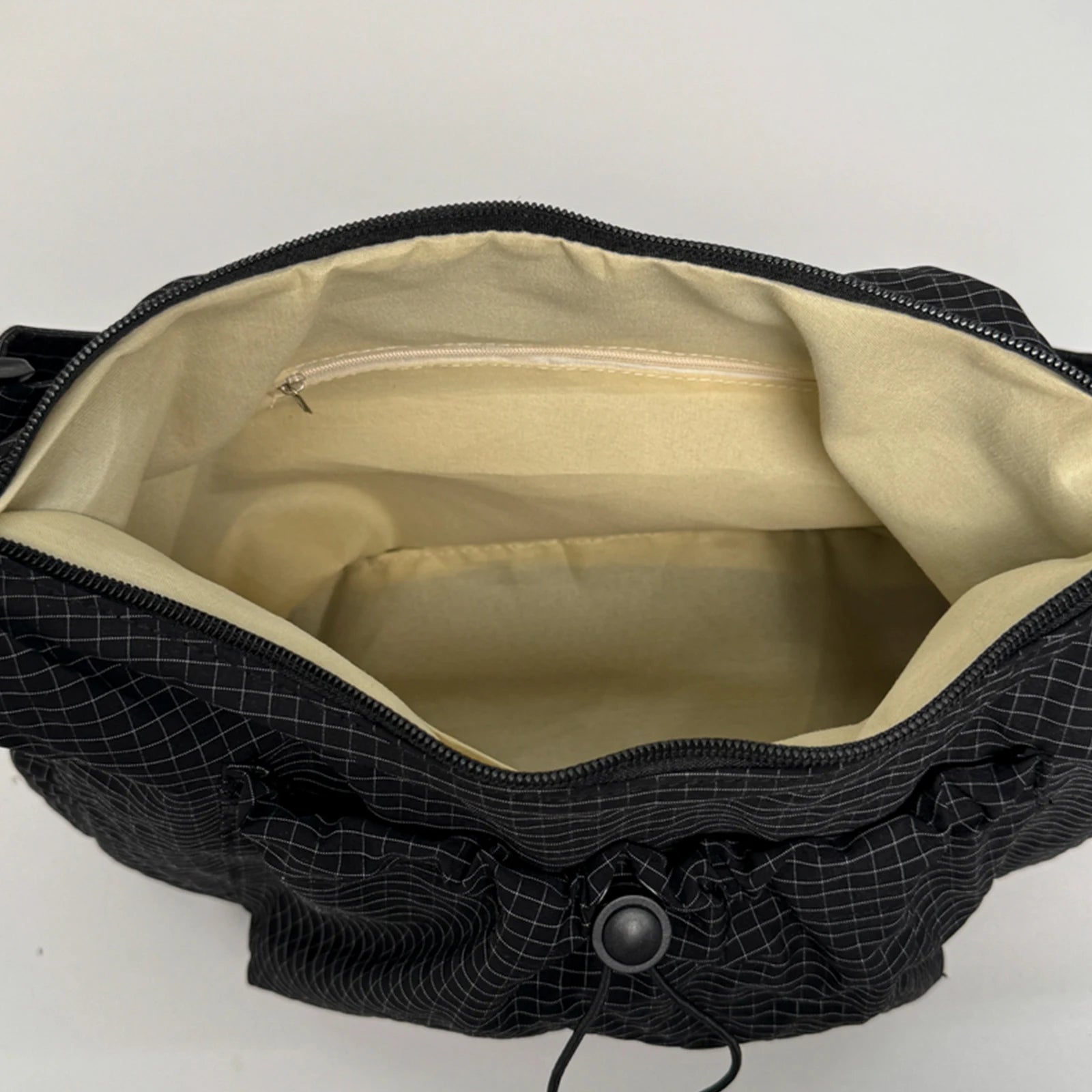 Women Checkered Sling Bag Nylon Pleated Cloud Shoulder Bag Large Capacity Stylish Plaid Tote Bag Shopping Date Handbag