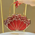 Luxury Fan-shaped Shiny Diamond Studded Women's Evening Bag Creative Branch Design Female Handbag Shoulder Bag for Wedding Party