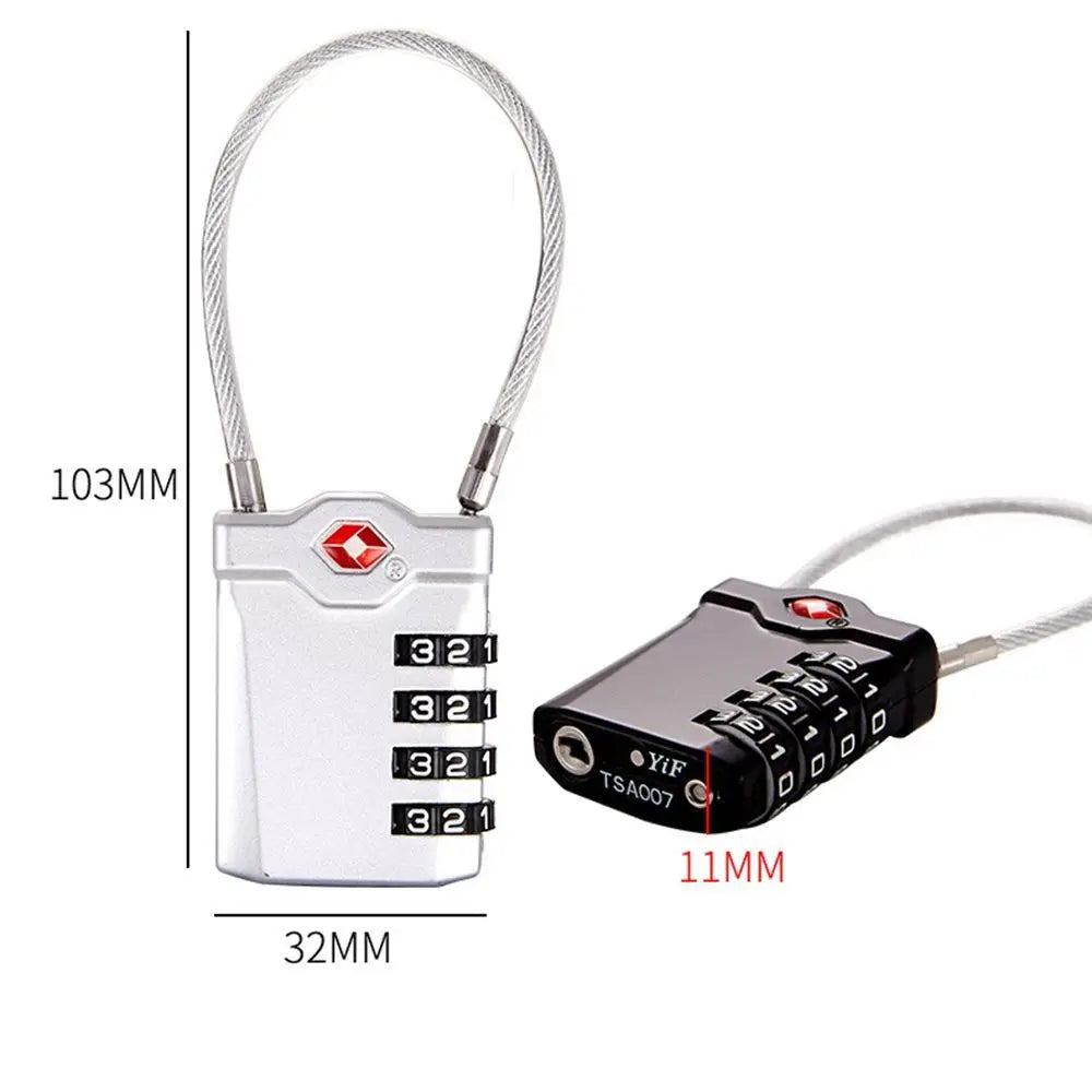 Small Padlock TSA Customs Lock Cable Luggage Lock Anti-Theft Combination Lock High Security Waterproof Steel Cable Padlock