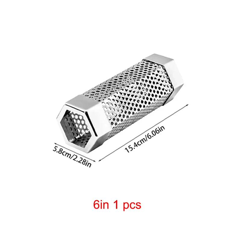 6/12 Inch Stainless Steel BBQ Smoker Grill Tube Perforated Mesh Filter Gadget Pellet Smoking Generator