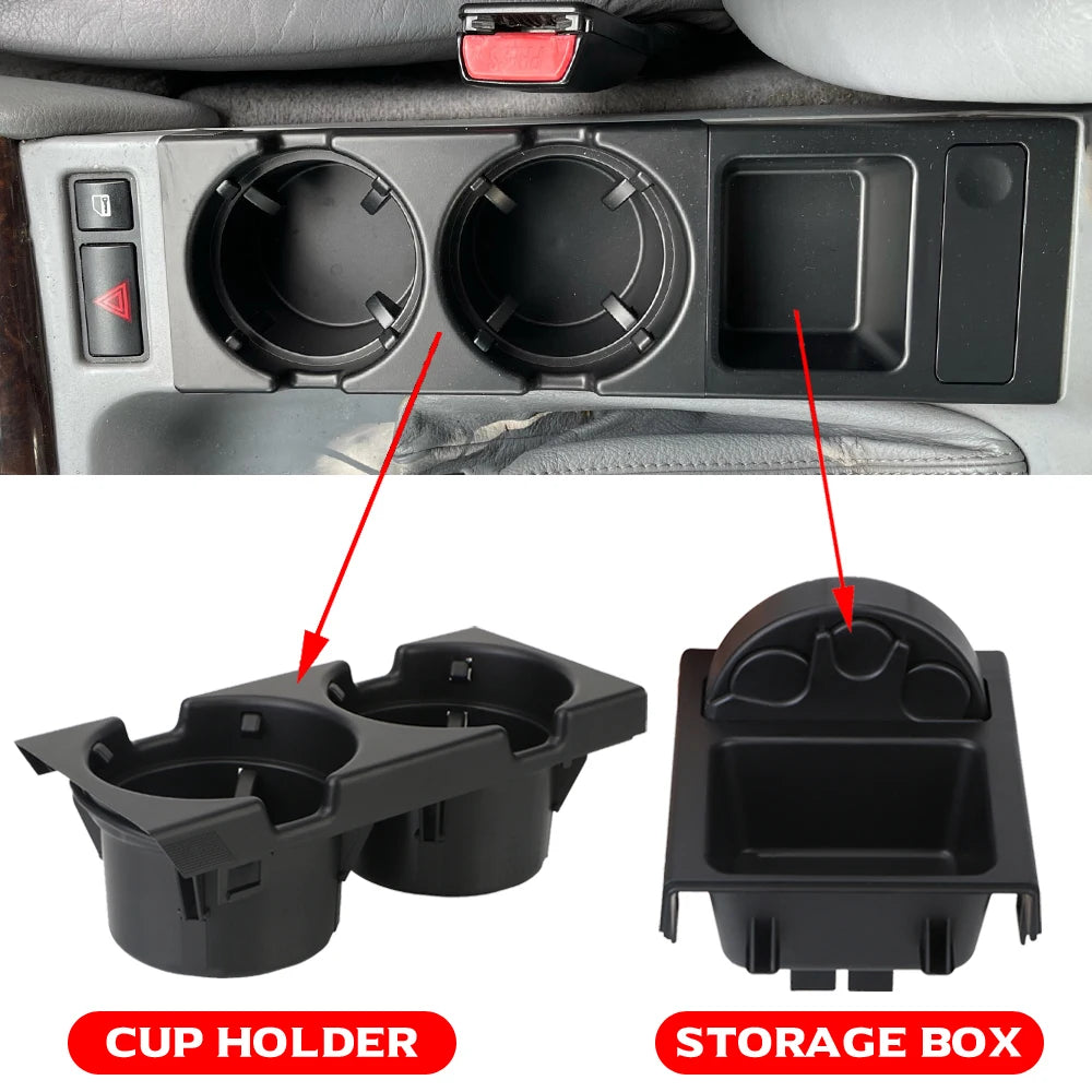 Carbon Fiber/Black Car Center Console Water Cup Holder Beverage Bottle Holder Coin Tray For Bmw 3 Series E46 318I 320I 98-06