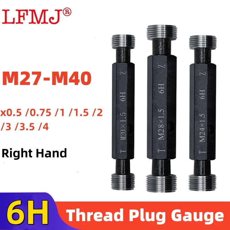 1pcs 6H M27-40 Steel Metric Screw Standard  Fine Thread Plug Gauge High Quality wholesale  X0.5 0.75 1.5 2  3 4 Measuring Tool