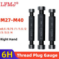 1pcs 6H M27-40 Steel Metric Screw Standard  Fine Thread Plug Gauge High Quality wholesale  X0.5 0.75 1.5 2  3 4 Measuring Tool