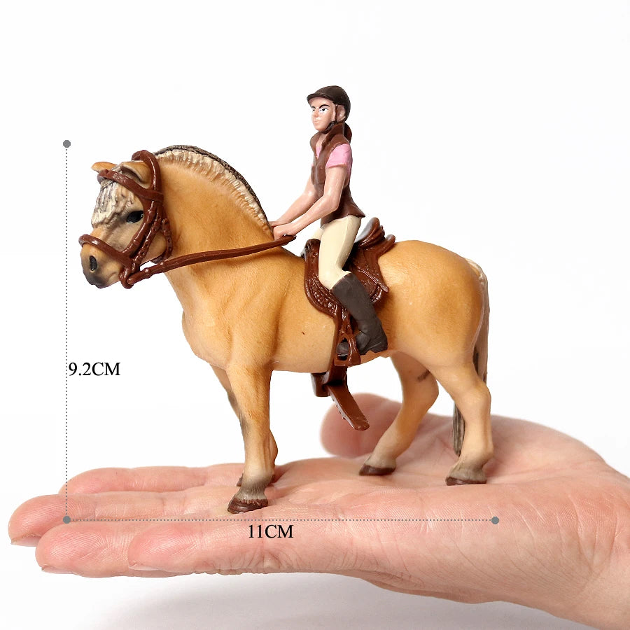 Realistic Equestrian Rider Horse with Saddle and Bridle Riding Playset Model Figures Decoration Educational Toys for Kids
