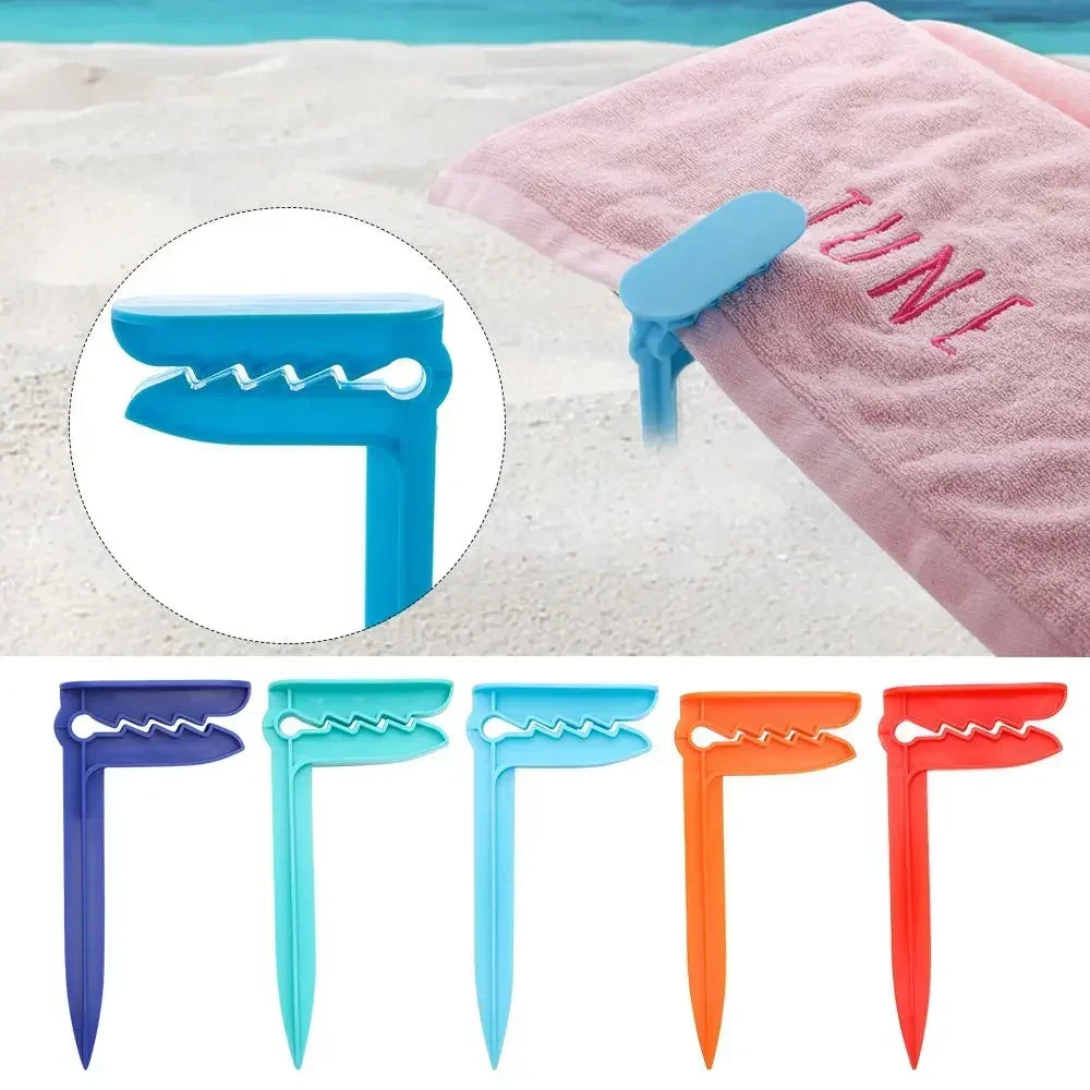 4Pcs Beach Towel Clips for Camping & Outdoor - Sandproof Mat Holder, Tent Clamps, Decorative Clothespins Set