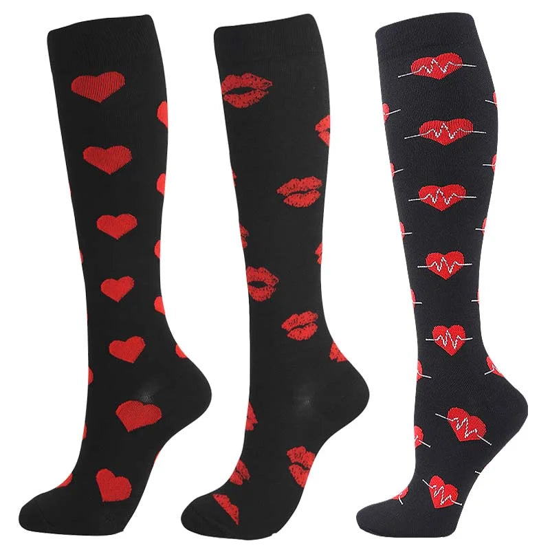 Unisex Compression Socks for Men and Women Medical Diabetes Varicose Veins Sports Socks for Running Cycling Travel Flight Yoga