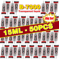 50Pcs 15mL B-7000 Super Glue Safety Materials Epoxy Resin Repair Cell Phone Touch Screen Jewelry Craft Liquid Adhesive.