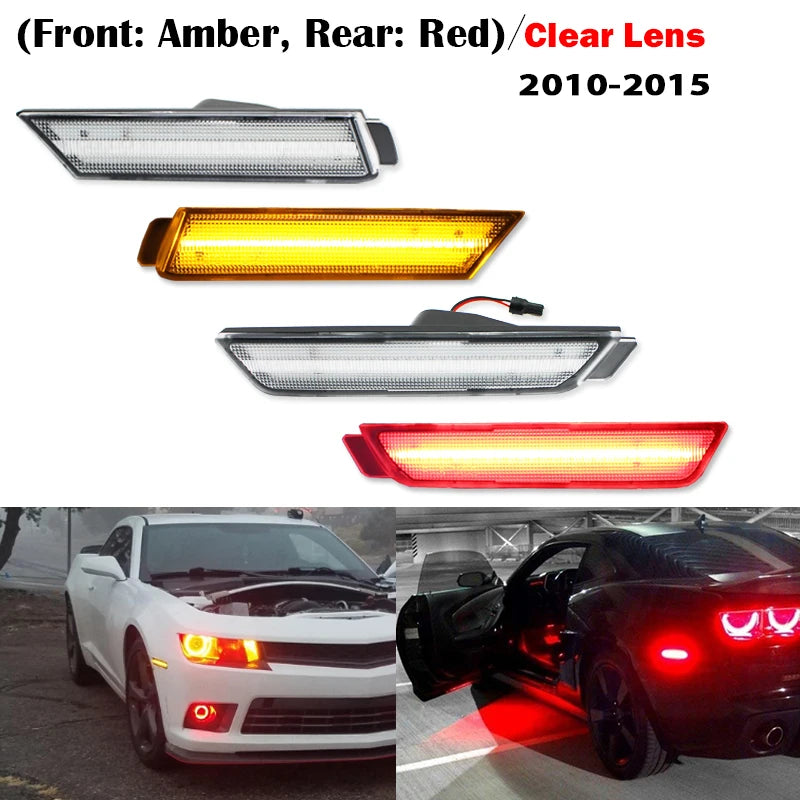 iJDM Amber/Red Front/Rear bumper Full LED Side Marker Light Kit For Chevy Camaro,Replace OEM Turn SignalLights/Driving Lights