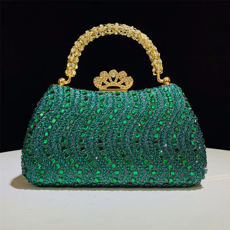 2025 Luxury Full Diamonds Evening Clutch Bag New Fashion Rhinestone Design High End Party Handbags Lady Trendy Shoulder Bag