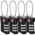 4 Pack TSA Customs Code Lock for Travel Luggage Password Changeable Black Lock Contrast Design Padlock 3 Digit Combination Lock