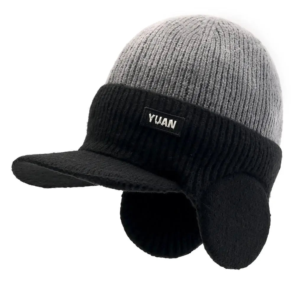 Winter Thermal Knitted Baseball Cap Outdoor Ear Protection Warm Bicycle Knitted Cap Thickened Windproof Visors Baseball Cap