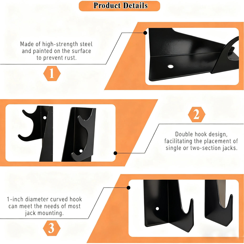 Handle Storage2pcs Max Version Oversized Heavy-Duty Metal Floor Jack Stand and Jack Stand Wall Mount Hook Rack 2pcs
