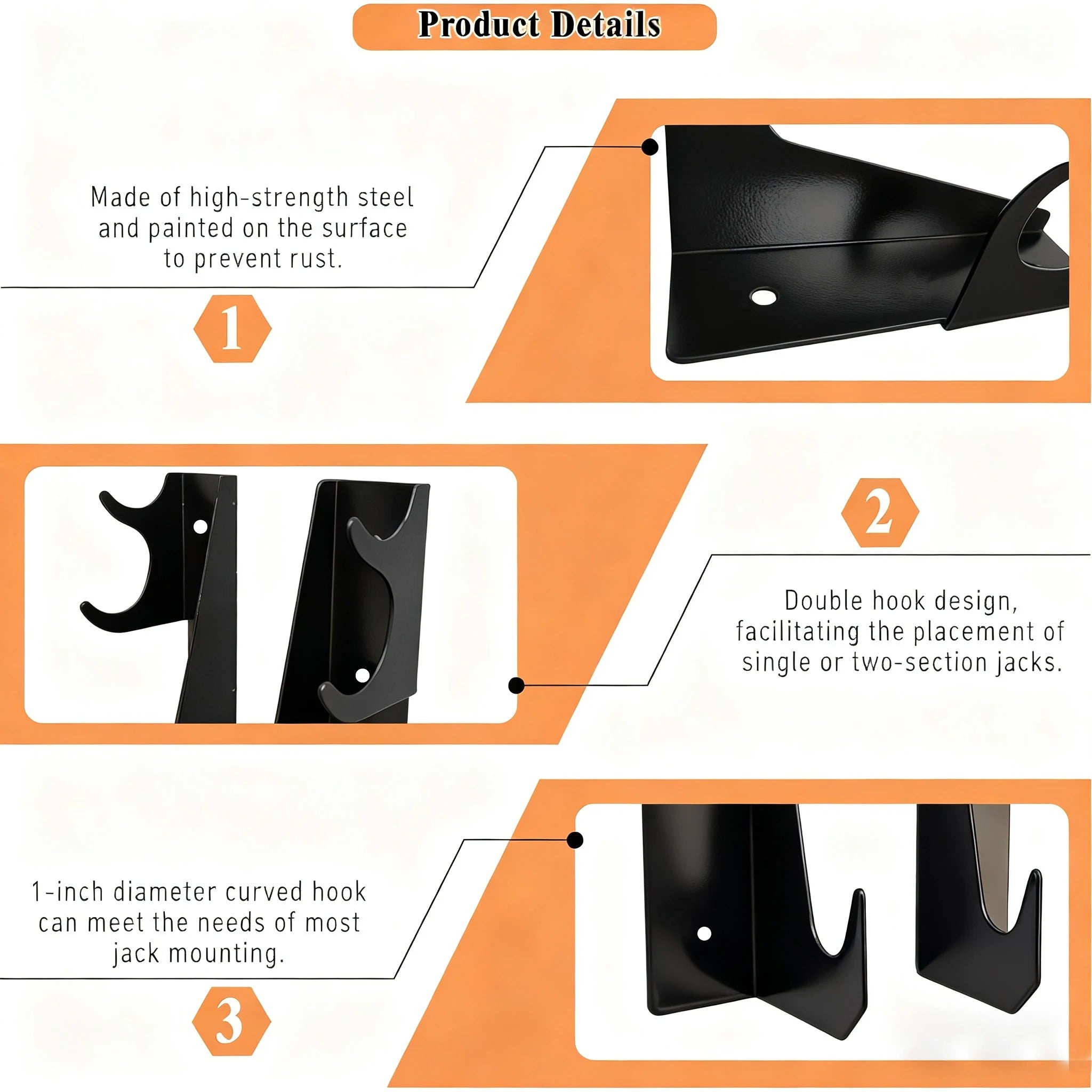 Handle Storage2pcs Max Version Oversized Heavy-Duty Metal Floor Jack Stand and Jack Stand Wall Mount Hook Rack 2pcs
