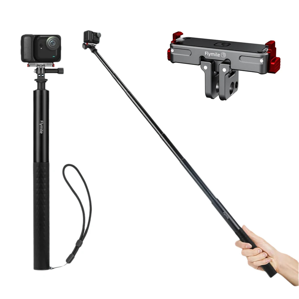 Flymile Selfie Stick for Insta360 GO Ultra Camera Accessories 51.18IN Adjustable Extension Rod Vlgo Handle Photography