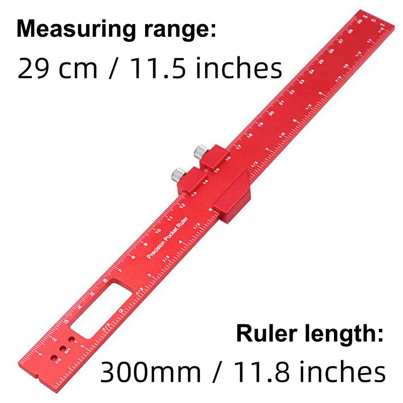 【Wq0】T Type Pocket Ruler Inch Metric Measuring Tool With Slide Stop For Carpentry Marking Multi-function Measuring Aid Tool