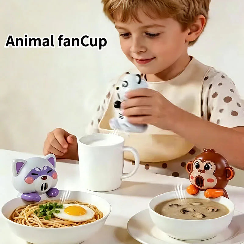 Cat Monkey Panda Model Electric Fan Hanging Cup Hair Dryer Portable Rechargeable Three level Wind Speed Adjustable Boy Girl Toys