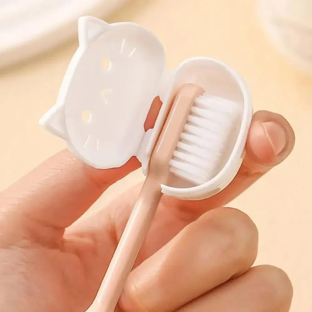 4Pcs Plastic Cat Toothbrush Protective Covers Cat Shape Portable Toothbrush Head Case Dustproof Head Germproof