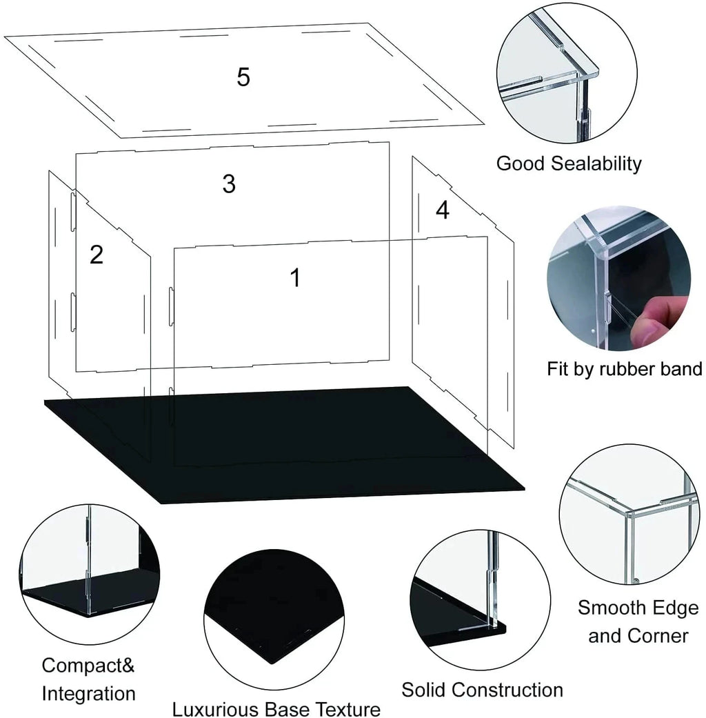 Acrylic Display Cabinets for Collections, Assembled Clear Acrylic Boxes for Protect Action Figures, Organizing Model,Dolls