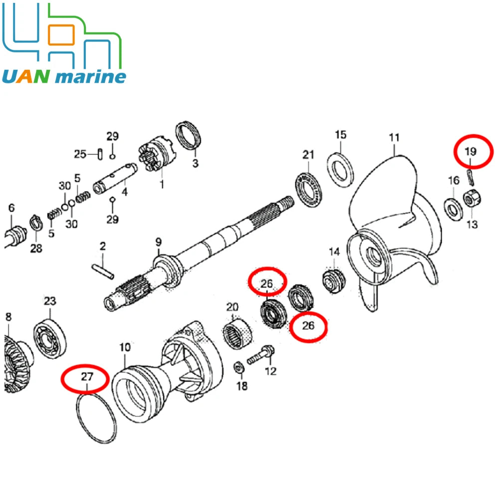 91252-ZZ3-003 91351-ZY3-003 Lower Unit Seal Kit with Prop Shaft Oil Seal O-Ring Gasket for Honda Outboard 90758-ZW1-B00