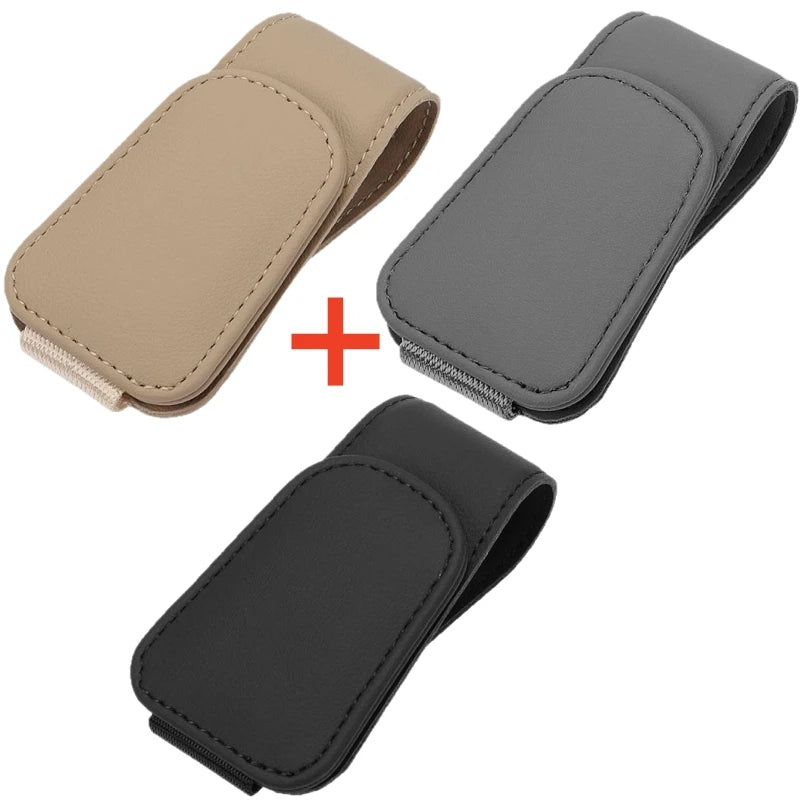 Sunglasses Holder for Car Sun Visor Leather Eyeglass Holder Ticket Card Clip Magnetic Car Glasses Holder Car Visor Accessories
