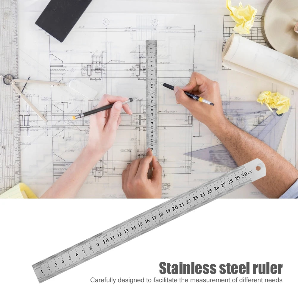 Stainless Steel Ruler Metal Ruler High Precision Centimeter Ruler Measuring Ruler for  Office Home Engineer Craft