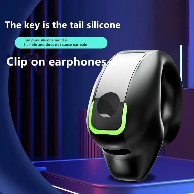 Tws Bluetooth-Compatible 5.3 Wireless Headphone Bone Conduction Headset Clip Single Ear Earphones Air Conduction Sport Earbuds