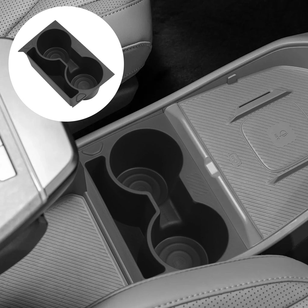 Smabee for Kia EV3/EV4 2024-2026 Center Console Cup Holder Shock-Absorbing Storage Tray TPE Car Accessories Black
