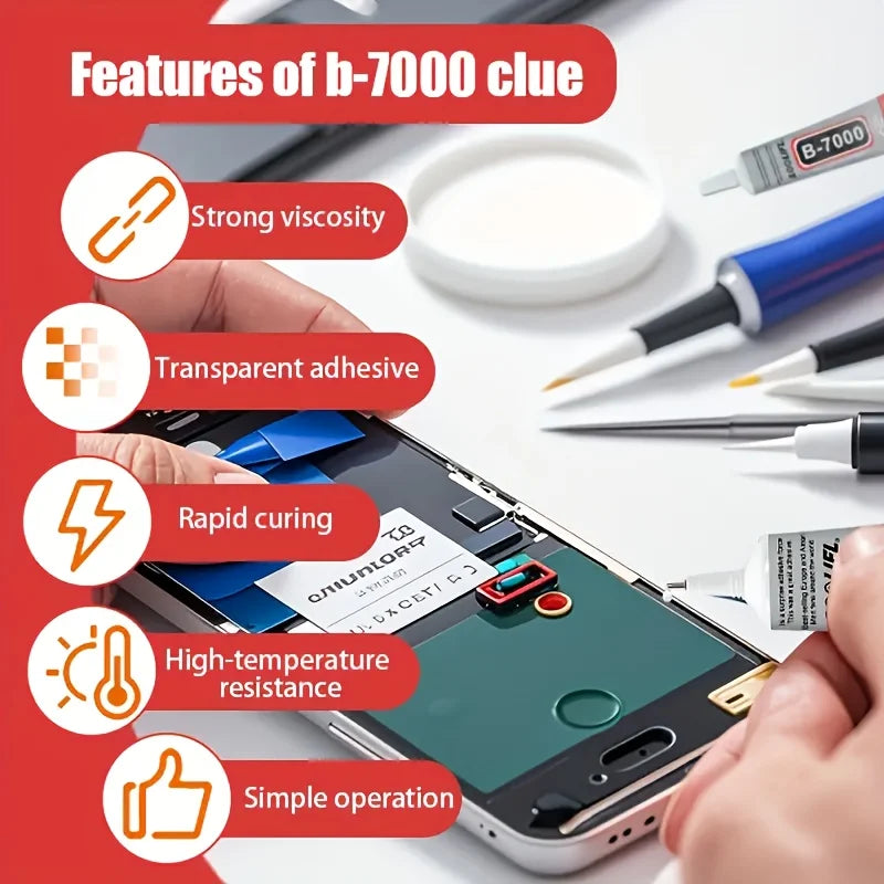B7000 Transparent Mobile Phone Screen Universal Repair Tool  Strong Waterproof Black Adhesive,T7000 Elastic Glue For Tablet Screen Border Computer Repair 15/50/110ML.