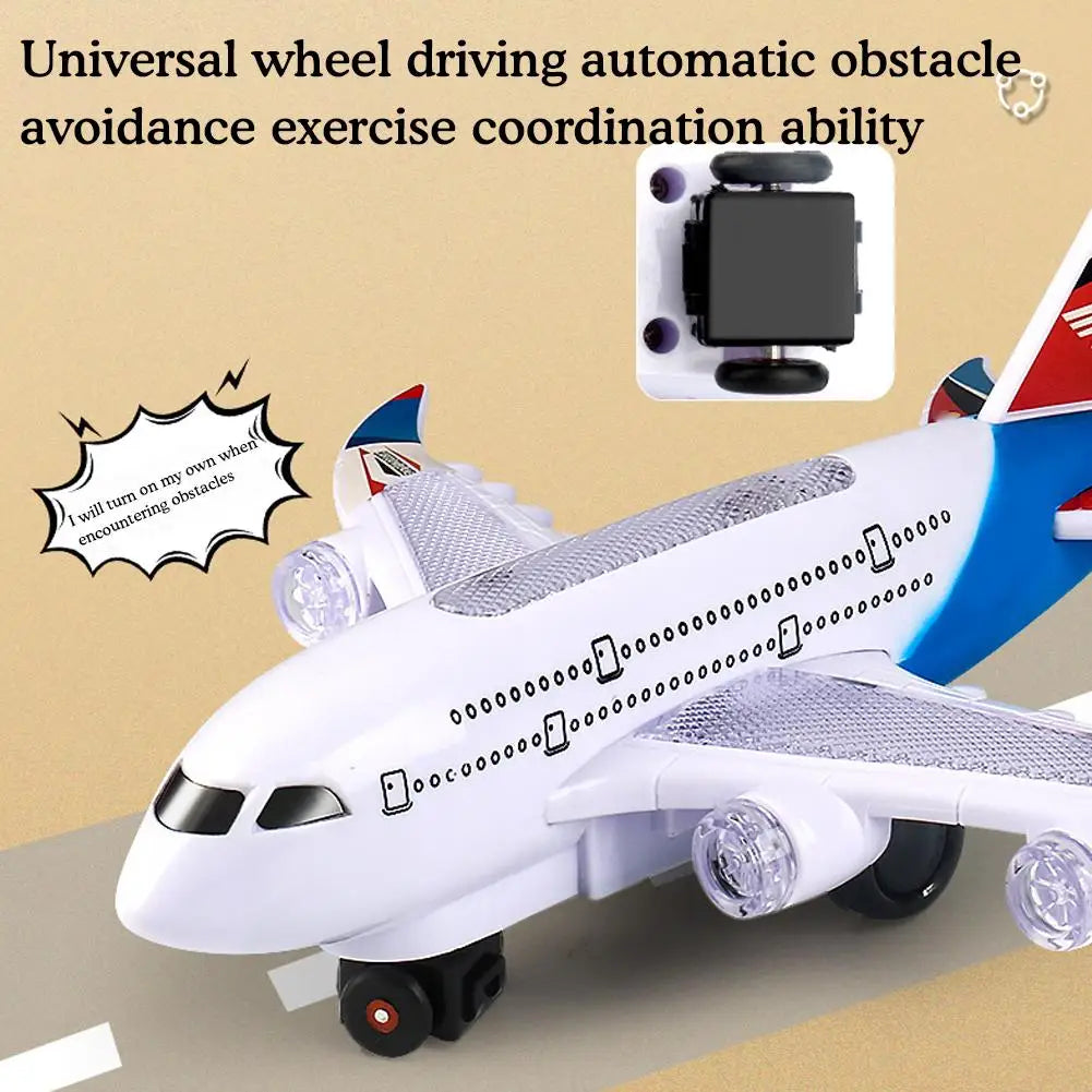 Electronic Aeroplane Toy with Music Autopilot Flash Sound Aircraft Automatic Rotation Plane t Airplane Toy