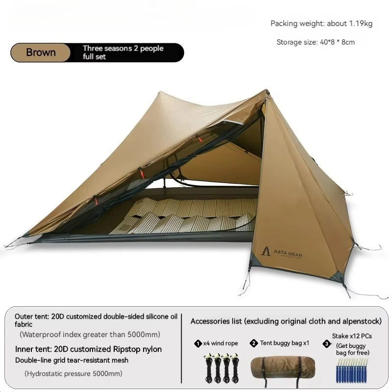 Yun Chuan double-sided silicon-coated double A pyramid 15D nylon rodless camping hiking outdoor ultralight tent
