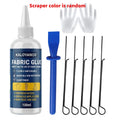 100ml Fabric Glue Set Washable Waterproof Permanent Clear Adhesive with Scraper Clips Gloves for Clothes Denim DIY Repair No Sew