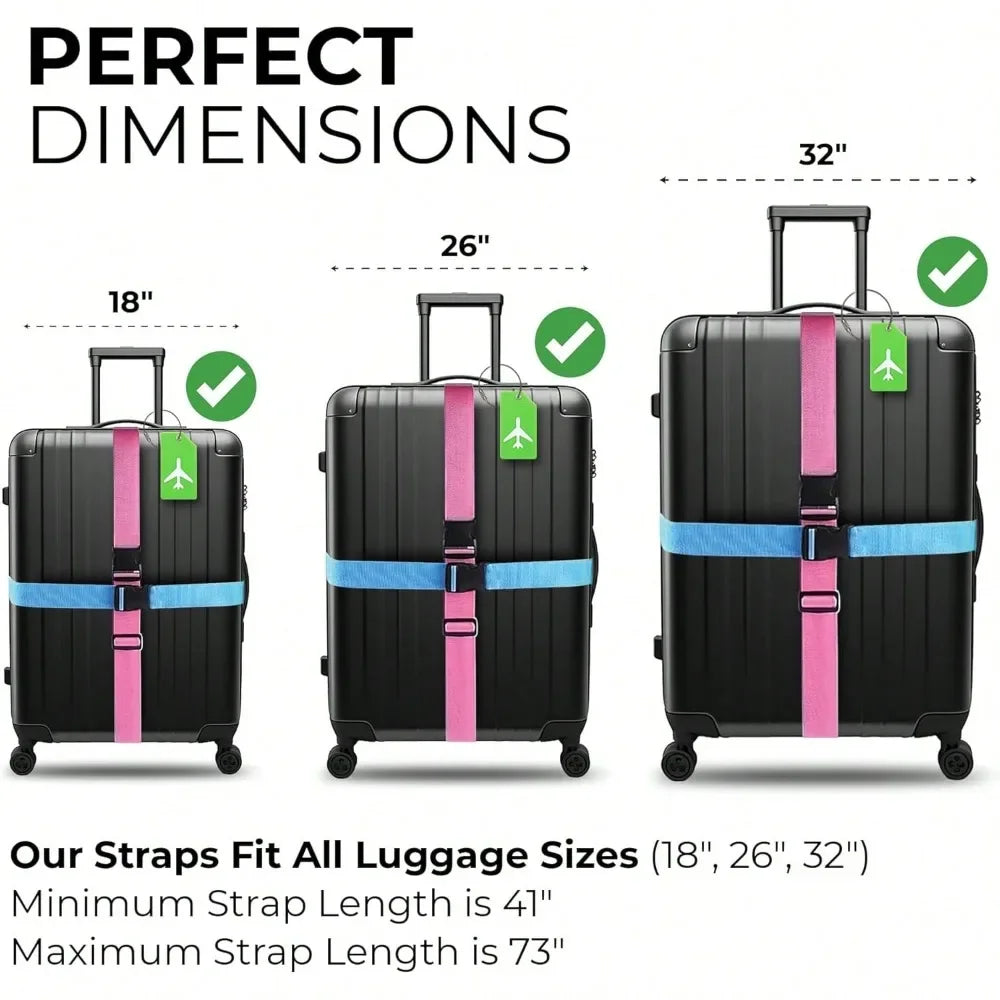 Luggage Strap Set with Luggage Tag Multiple Colors of Luggage Straps Suitable for Various Types of Luggage Suitable for Travel