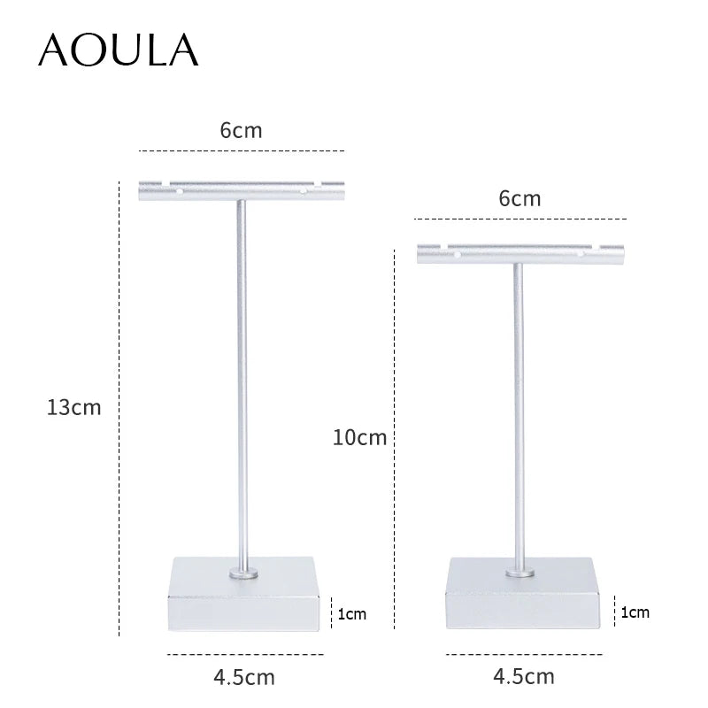 Luxury Dangle Earrings Display Metal Rack T Bar Stand Ring Jewelry Hanger Organizer Ear Studs Storage Holder Shelf Store Selling