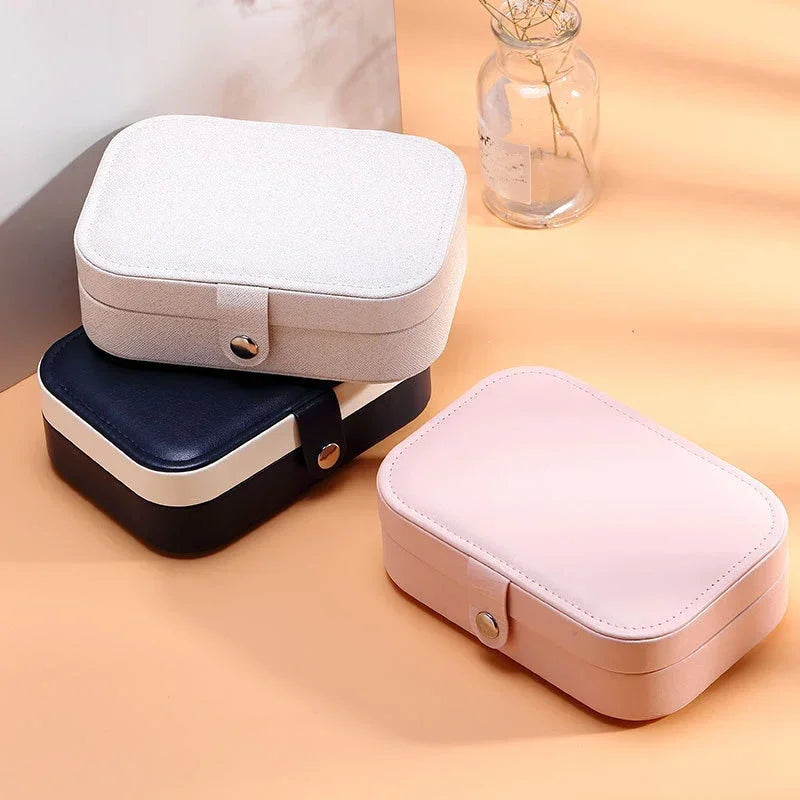Portable PU Leather Jewelry Organizer - Travel Ring Earrings Necklace Storage Case, with Zipper & Removable Dividers