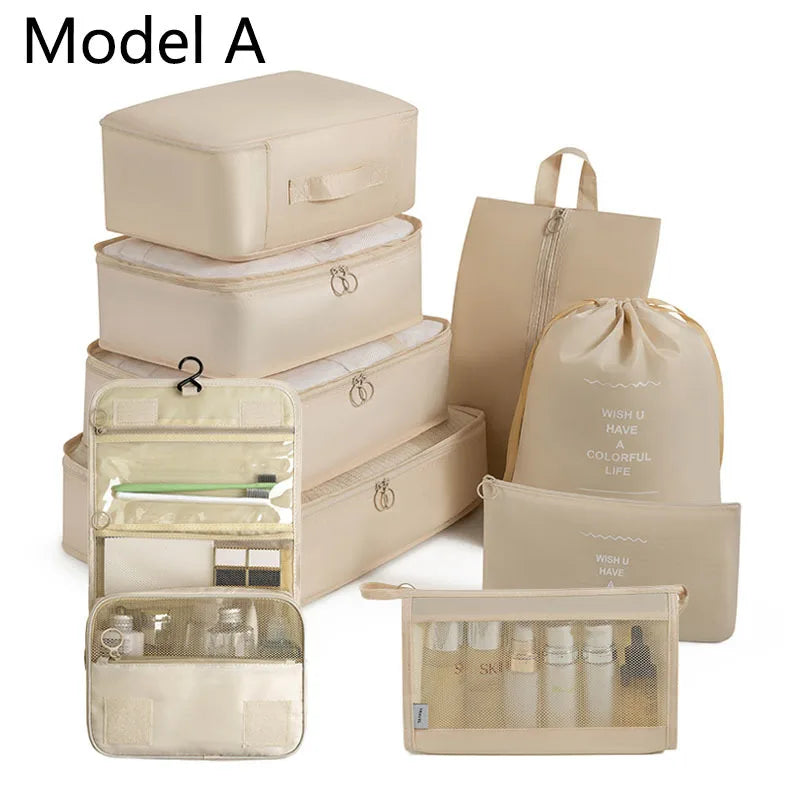 9Pcs/set High Quality Luggage Storage Bags For Packing Cube Clothes Underwear Cosmetic Bag Travel Suitcase Organizer Bag Pouch