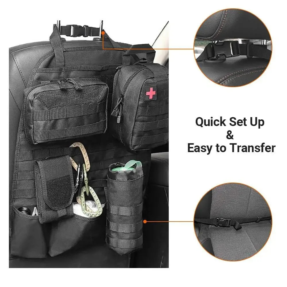 Tactical MOLLE Car Seat Back Organizer Waterproof Vehicle Storage Bag for SUV Truck