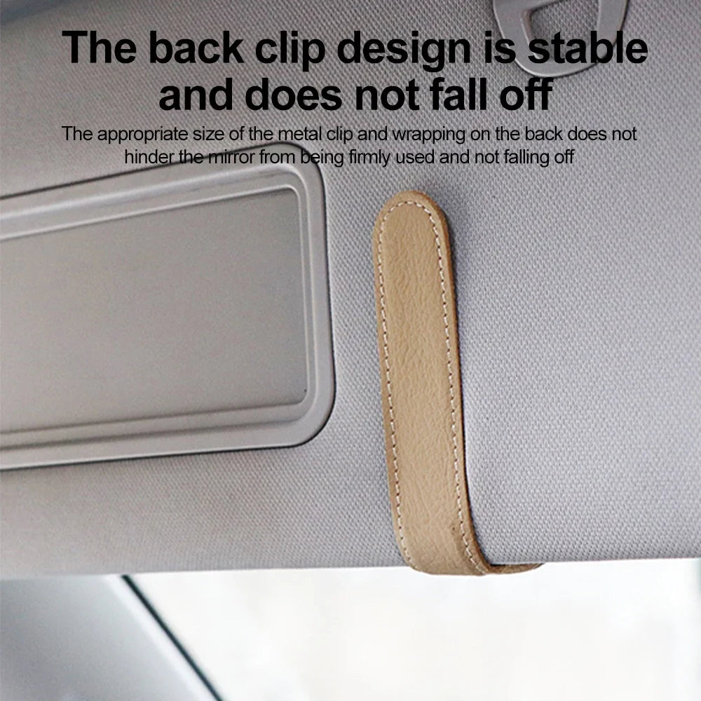 Car Sun Visor Clip Glasses Bracket Holder Pu Leather Glasses Cards Case Auto Sunglasses Visor Glasses Holder Sunglasses Support