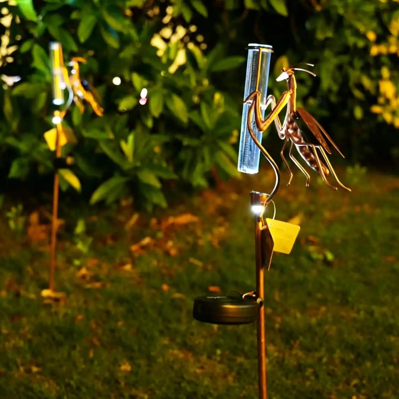 Iron Water Rain Gauge Mantis Solar Lights Rain Gauge Outdoor Decorative Handicraft For Precipitation Weather Forecast Garden