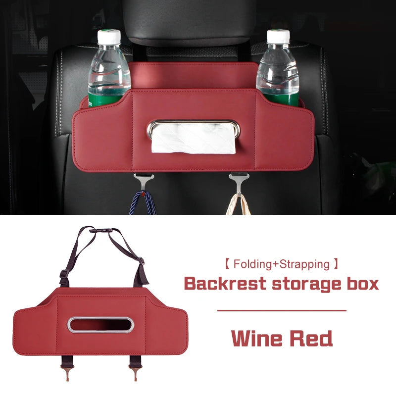 For BAIC X7 X35 X55 X65 X75 Beijing BJ20 EV5 BJ40 BJ80 D60 Car Seat Storage Box with Hook Leather Tissue Bag Drinks Cup Holder