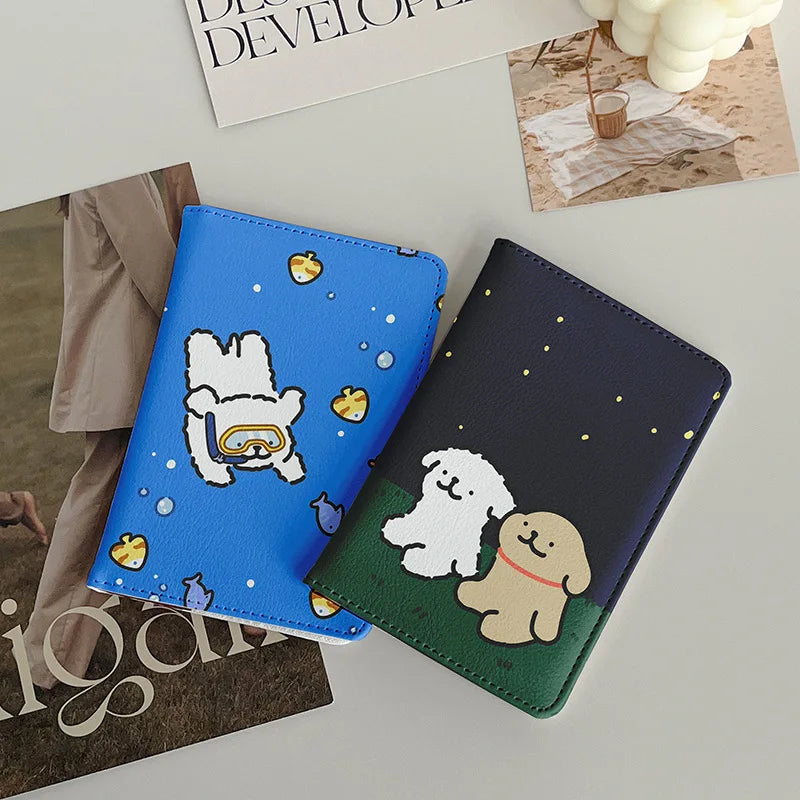 New Graffiti Dog Passport Cover Passport Holder Women Travel Accessories Portable ID Ticket Storage Bank Card Passport Wallet