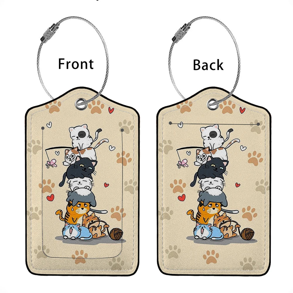 HOT SALE Cute animals Leather Business Luggage Tag Suitcase Address Label Luggage Boarding Case Label Name ID Address Clip