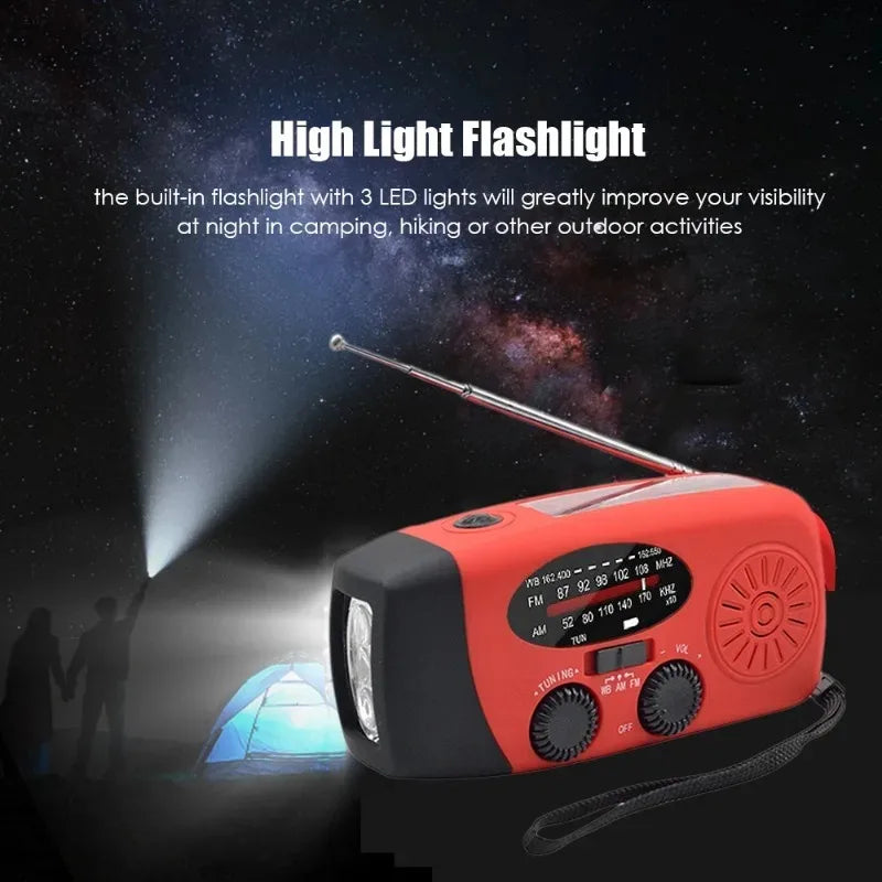 Hand Cranked Generator Power Bank Solar Weather Radio Outdoor Emergency Portable USB Interface Charging Suitable Outdoor Use