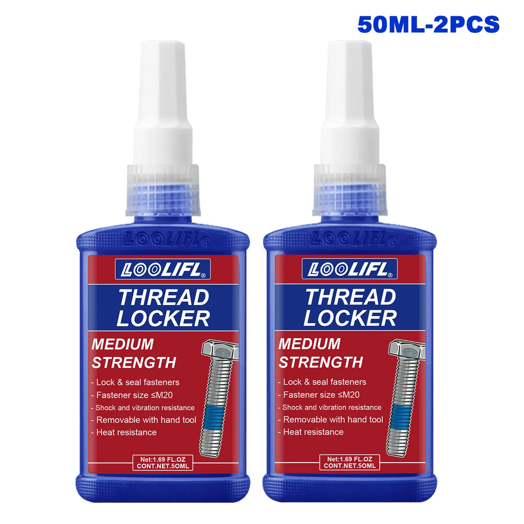 LOOLIFL 243 Blue 50ml Threadlocker 50ml Medium Strength Removable Screw Lock Glue Anti Loose Thread Sealant for Metal Fasteners