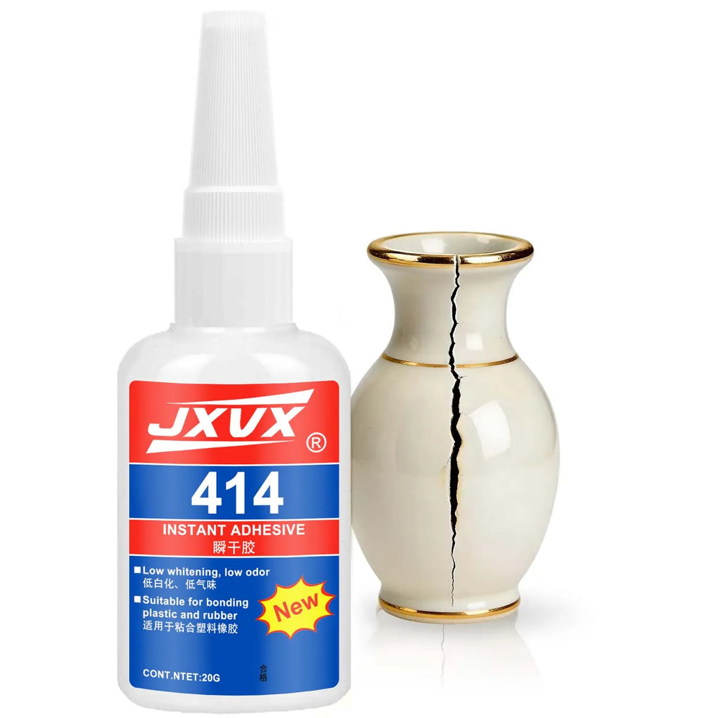 414 Super Glue Cyanoacrylate Instant Adhesive Quick-drying Strong Bond for Plastic Rubber Metal Wood Glass Liquid Glue Tool 20g.