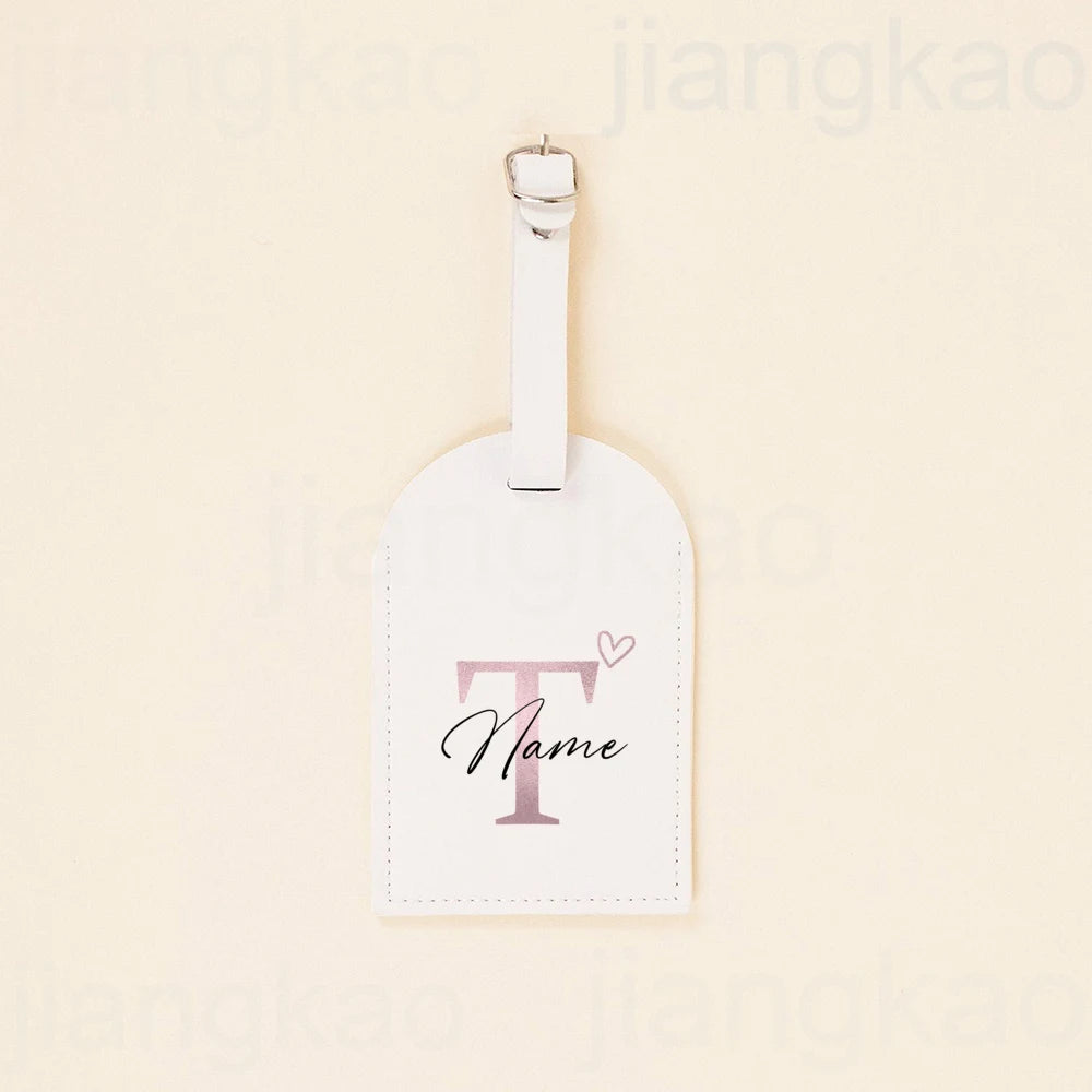Personalized PU Luggage Tag Heart Letter with Name Suitcase Label Baggage Tags Travel Accessorie Wedding Birthday Gift for Her