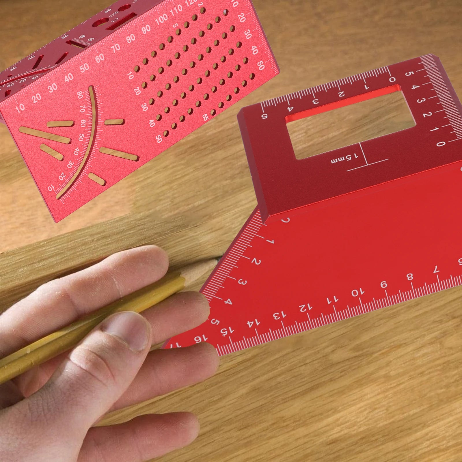 3D Multi-Angle Measuring Ruler Aluminum Alloy 45/90 Degree Multifunctional Ruler Miter Triangle Ruler Dual 45° Angle Marking