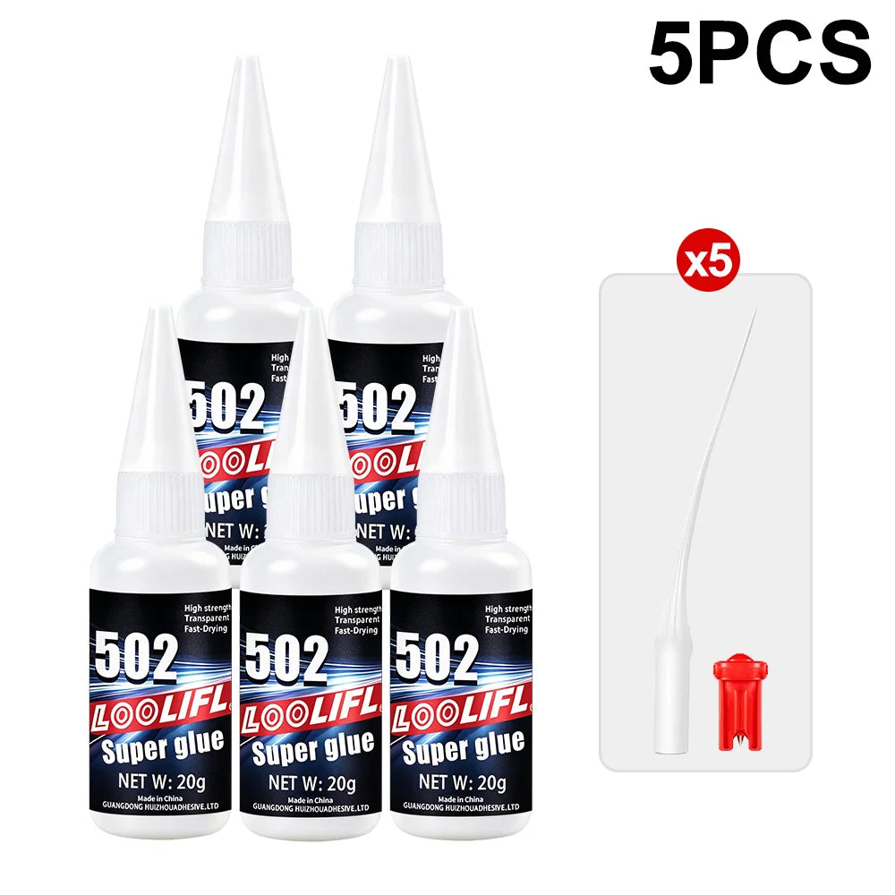 502 Super Strong Quick-Drying Adhesive, Professionally Used for Daily Repair of Toy Plastics, Is White, Transparent and Odorless