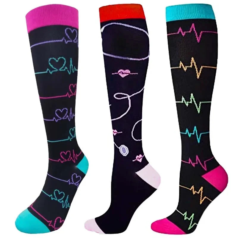 Unisex Compression Socks for Men and Women Medical Diabetes Varicose Veins Sports Socks for Running Cycling Travel Flight Yoga